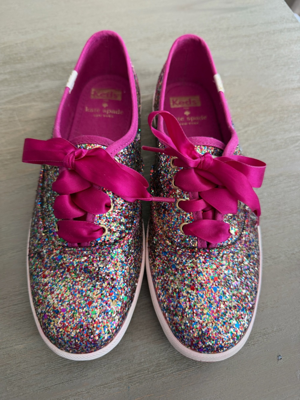 Kate Spade rainbow glitter KEDS sneakers size 7
